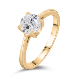 Inel din aur roșu cu pietre Moissanite