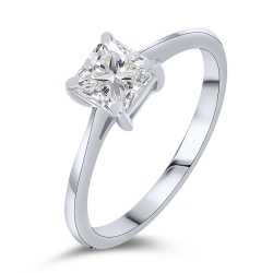 Inel din aur alb cu pietre Moissanite
