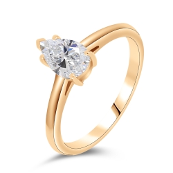 Inel din aur roșu cu pietre Moissanite