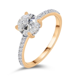 Inel din aur roșu cu pietre Moissanite