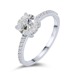 Inel din aur alb cu pietre Moissanite