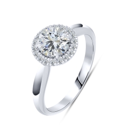 Кольцо из белого золота с камнями Выращенный бриллиант