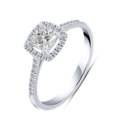 Кольцо из белого золота с камнями Выращенный бриллиант