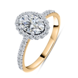 Кольцо из красного золота с камнями Выращенный бриллиант