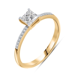 Кольцо из красного золота с камнями Выращенный бриллиант