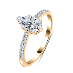 Кольцо из красного золота с камнями Выращенный бриллиант