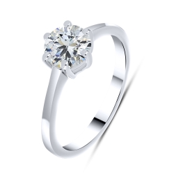 Кольцо из белого золота с камнями Выращенный бриллиант