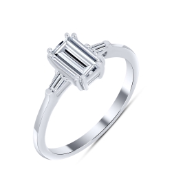 Кольцо из белого золота с камнями Выращенный бриллиант