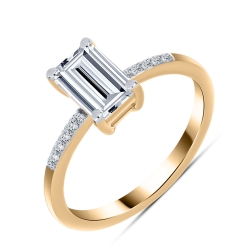 Inel din aur roșu cu pietre Diamant crescut