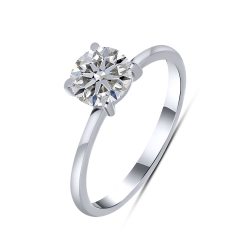 Кольцо из белого золота с камнями Выращенный бриллиант