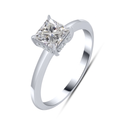 Inel din aur alb cu pietre Diamant crescut