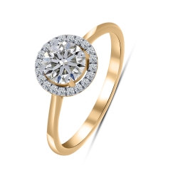 Inel din aur roșu cu pietre Diamant crescut