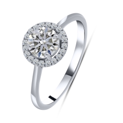 Inel din aur alb cu pietre Diamant crescut