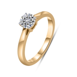 Inel din aur roșu cu pietre Diamant crescut