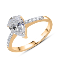 Inel din aur roșu cu pietre Diamant crescut