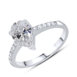 Inel din aur alb cu pietre Diamant crescut