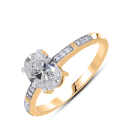 Inel din aur roșu cu pietre Diamant crescut