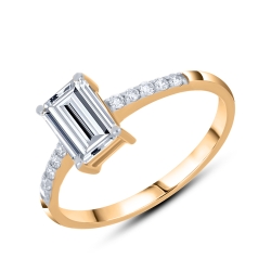 Inel din aur roșu cu pietre Diamant crescut