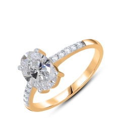 Inel din aur roșu cu pietre Diamant crescut