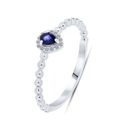 Inel din aur alb cu Diamant, Safir