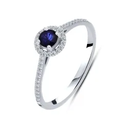 Inel din aur alb cu Diamant, Safir