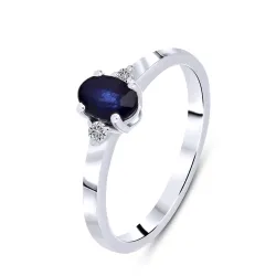 Inel din aur alb cu Diamant, Safir