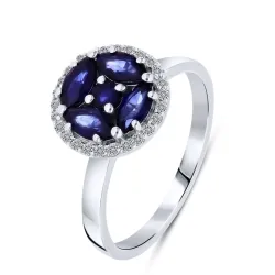 Inel din aur alb cu Diamant, Safir
