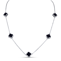 Colier din argint  cu pietre Onix negru