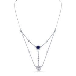 Colier din argint  cu pietre Cubic Zirconia Incolor, Cubic Zirconia Albastru Safir