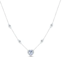 Colier din argint cu Cubic Zirconia Incolor, Topaz albastru