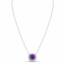 Colier din argint  cu pietre Cubic Zirconia Incolor, Ametist