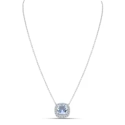 Colier din argint cu Cubic Zirconia Incolor, Topaz albastru