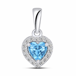 Pandantiv din argint  cu pietre Cubic Zirconia Incolor, Topaz albastru