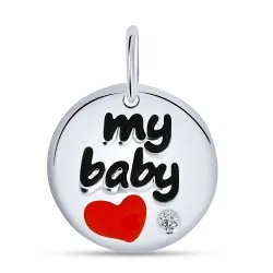Pandantiv din argint cu Cubic Zirconia Incolor, Emailare