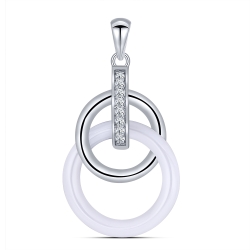 Pandantiv din argint  cu pietre Cubic Zirconia Incolor, Ceramica albă