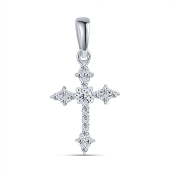 Cruce din argint  cu pietre Cubic Zirconia Incolor