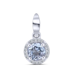 Pandantiv din argint  cu pietre Cubic Zirconia Incolor, Topaz albastru