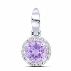 Pandantiv din argint  cu pietre Cubic Zirconia Incolor, Ametist
