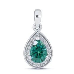 Pandantiv din argint cu Moissanite, Moissanite Verde
