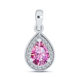 Pandantiv din argint cu Moissanite, Moissanit roz