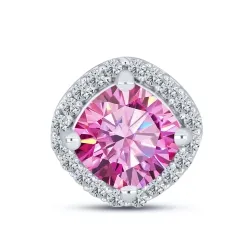 Pandantiv din argint cu Moissanite, Moissanit roz
