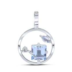Pandantiv din argint  cu pietre Cubic Zirconia Incolor, Topaz albastru