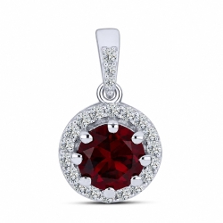 Pandantiv din argint  cu pietre Cubic Zirconia Incolor, Granat