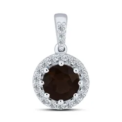 Pandantiv din argint cu Cubic Zirconia Incolor, Cuarț fumuriu