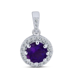 Pandantiv din argint  cu pietre Cubic Zirconia Incolor, Ametist
