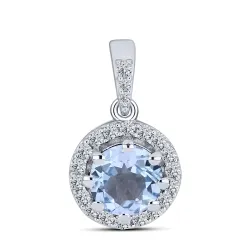 Pandantiv din argint cu Cubic Zirconia Incolor, Topaz albastru