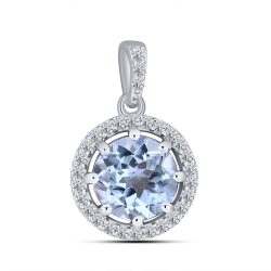 Pandantiv din argint  cu pietre Cubic Zirconia Incolor, Topaz albastru