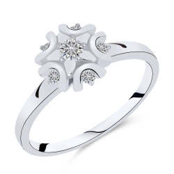 Inel din aur alb cu pietre Diamant