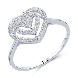 Inel din aur alb cu pietre Diamant