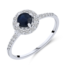 Inel din aur alb cu pietre Diamant, Safir
